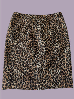 Ann Taylor Loft Animal Leopard Print Pencil Skirt Brown/Black Sz 10 NWT